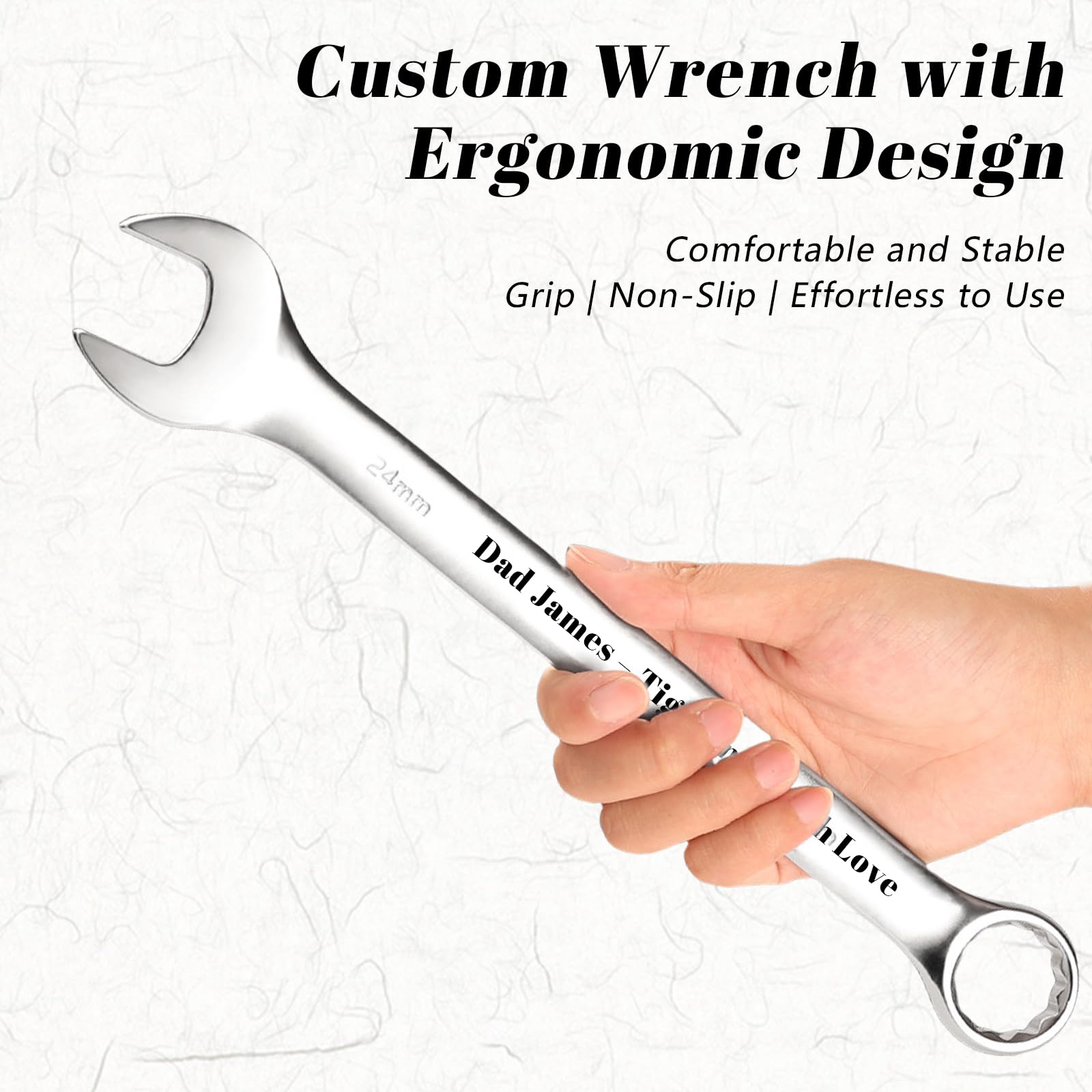 Custom Wrench with Engraved Text, Custom Steel Keys Best Gift for Dad Artisan Gifts Ratcheting Combination Wrench Home Garage Tools Gift — view 4