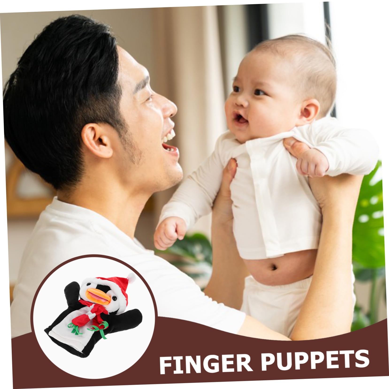 FRCOLOR 4 Piezas Marioneta de Mano Pingüino de Peluche para Muñeco Animal Festivo Interactivo para Familiares y Cuentos Navideños