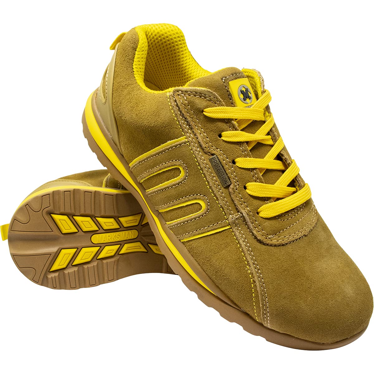 BARGAINS-GALORE Mens Safety Trainers Shoes Boots Work Steel Toe Cap Hiker Ankle Honey Yellow