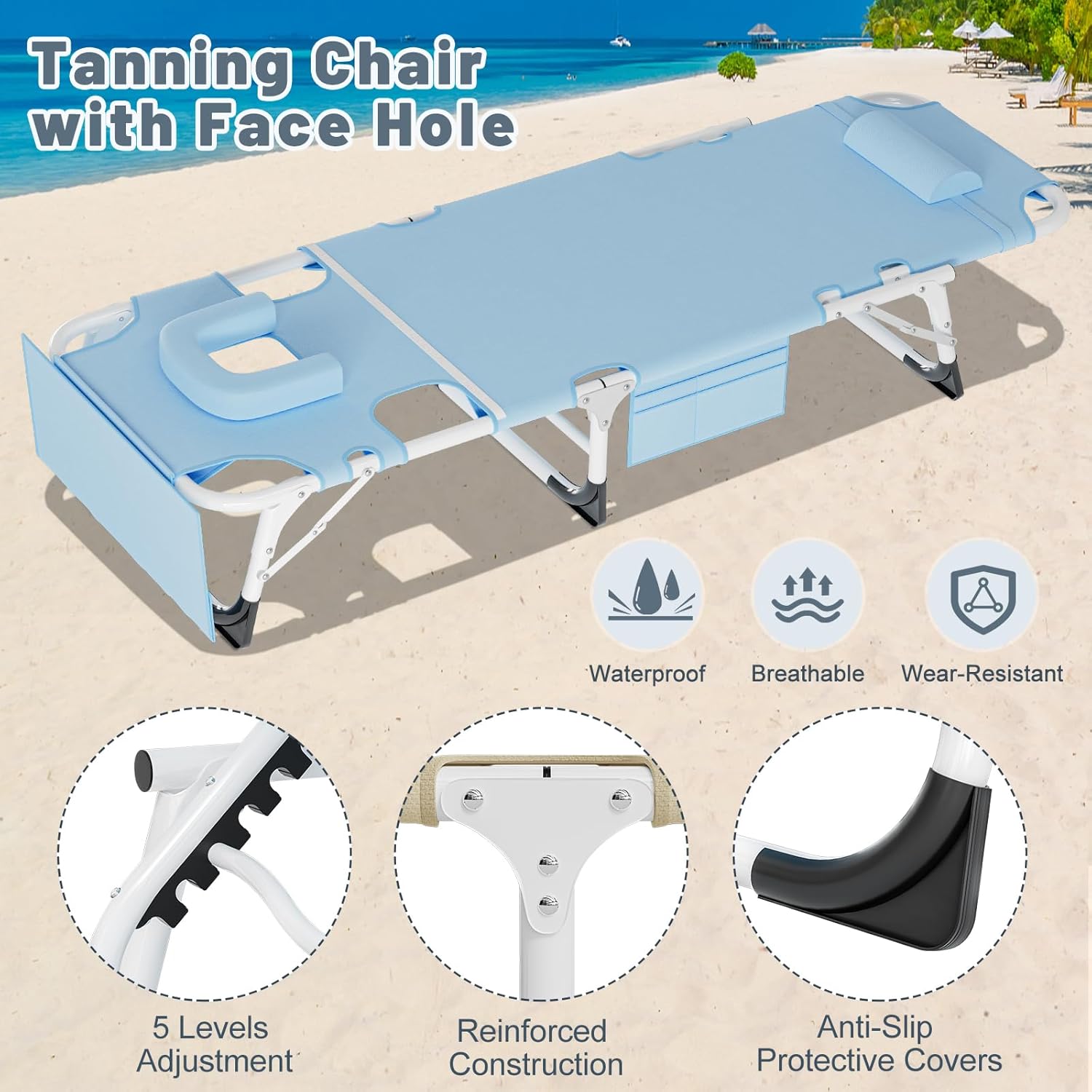 Slsy Folding Camping Cot for Adults with Pad, Padded Portable Sleeping Cots, Camp Bed with Carry Bag for Outdoor Travel, Beach, Hiking
