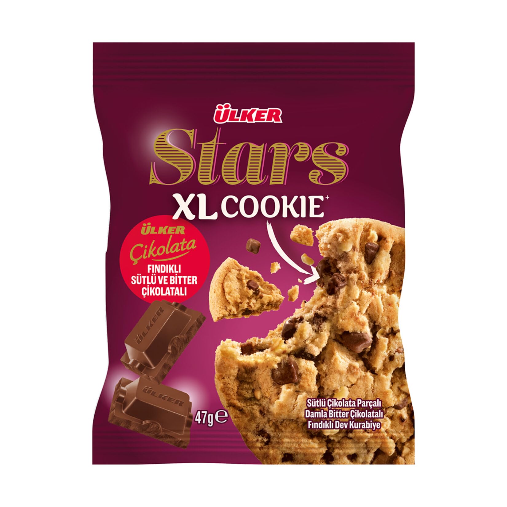 ÜLKER Stars Cookie Üç Çikolatalı Bisküvi, 47 Gr