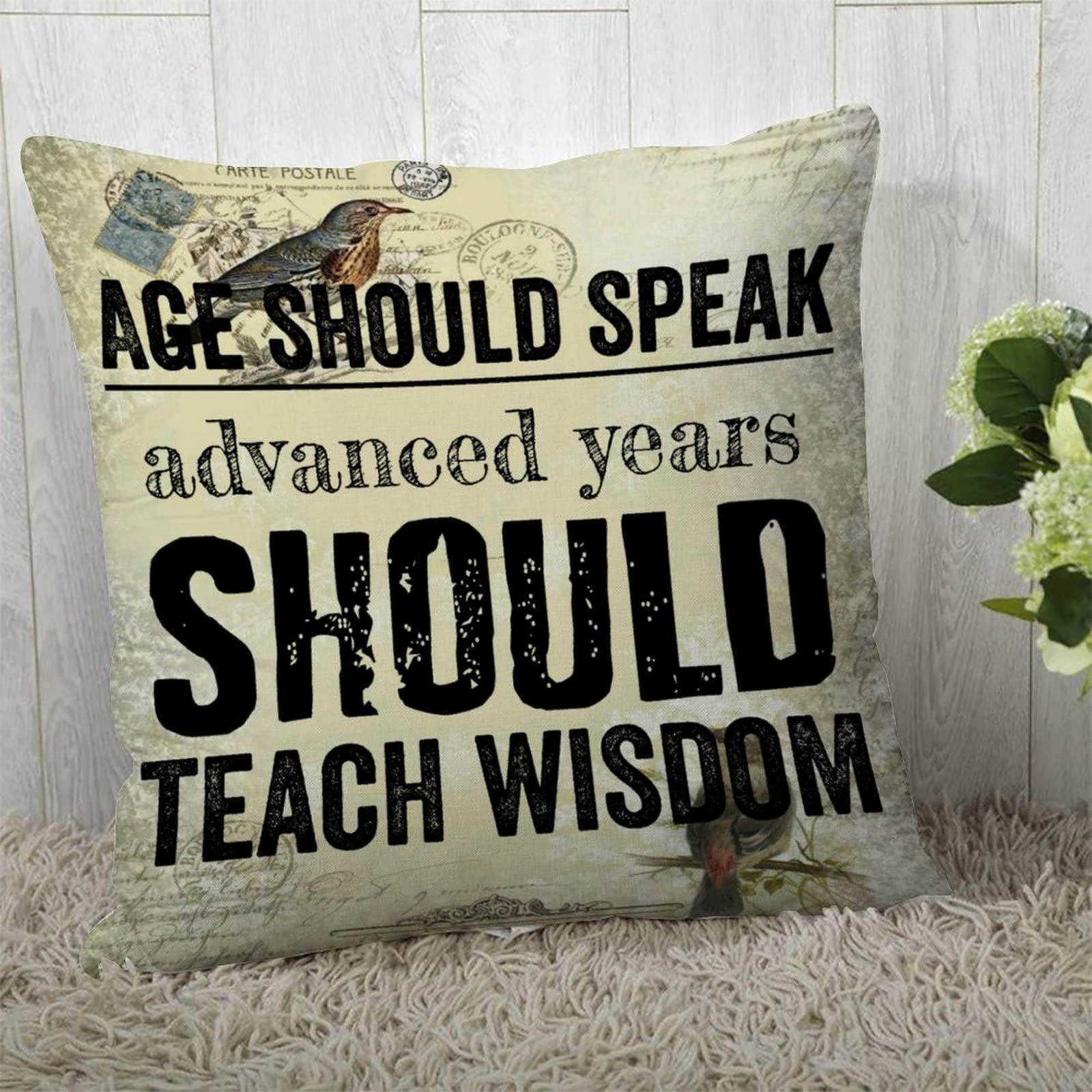 Beach Wedding Age Should Speak; Advanced Years Should Teach Wisdom Throw Pillow Covers Pillowcase Cover for Cockpit Sex Party for Gay Dietary Technician 18x18in.