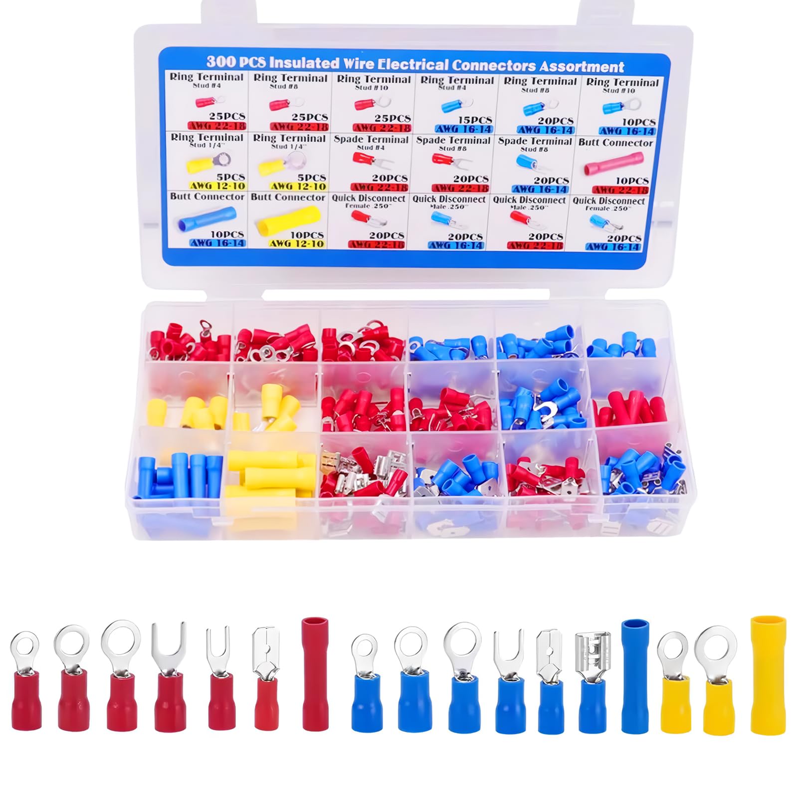 TecoKart® 300Pcs Wire Jointer Connector Assortment Set | Thimble Connector, Cable Lugs and Connectors | Rings, Forks, Spade, Butt Splices for Automotive, Marine, Boat, Truck Wiring Projects (B0DH1TQGZB) Amazon Price History, Amazon Price Tracker