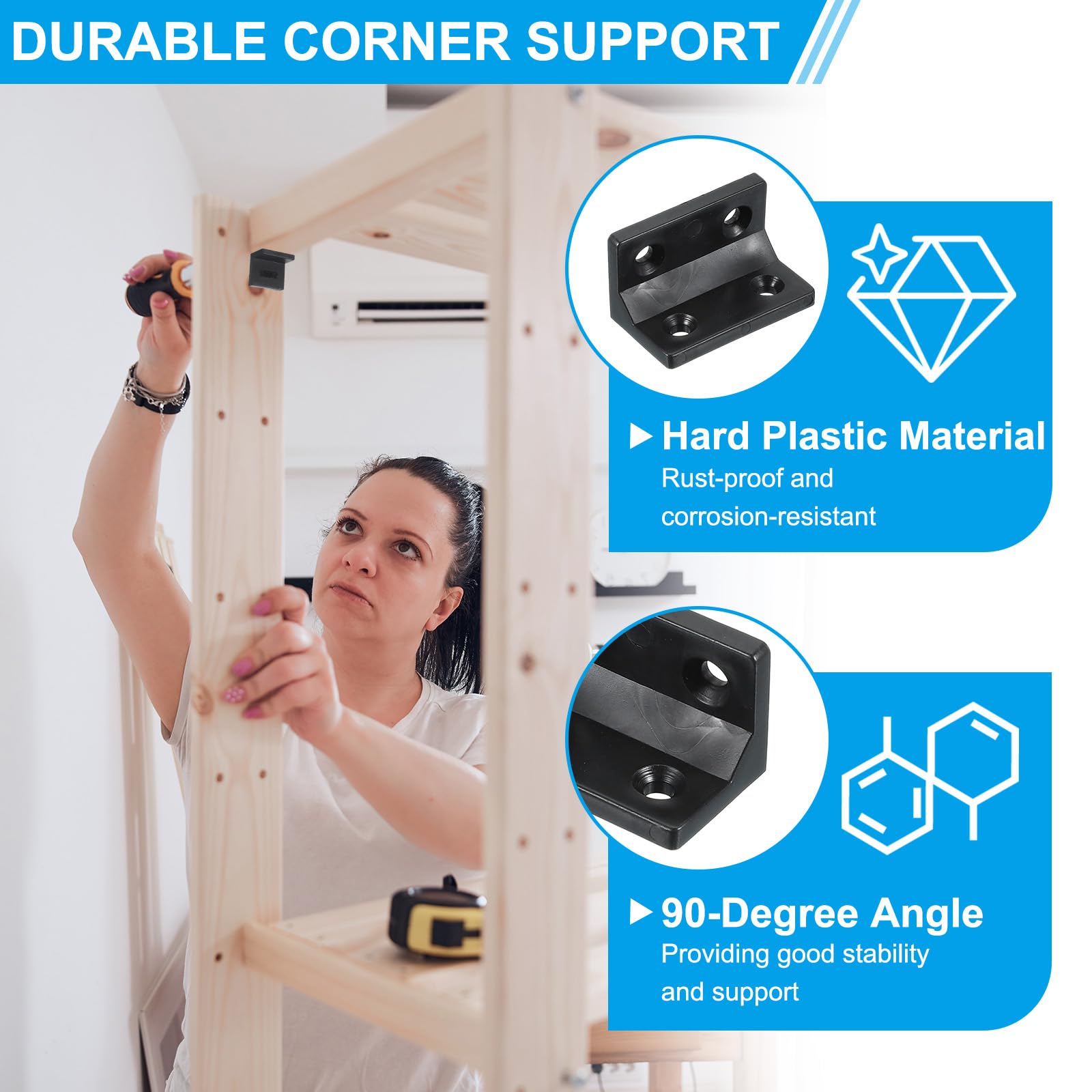 PATIKIL Plastic Corner Braces 38x22x22mm - Image 3