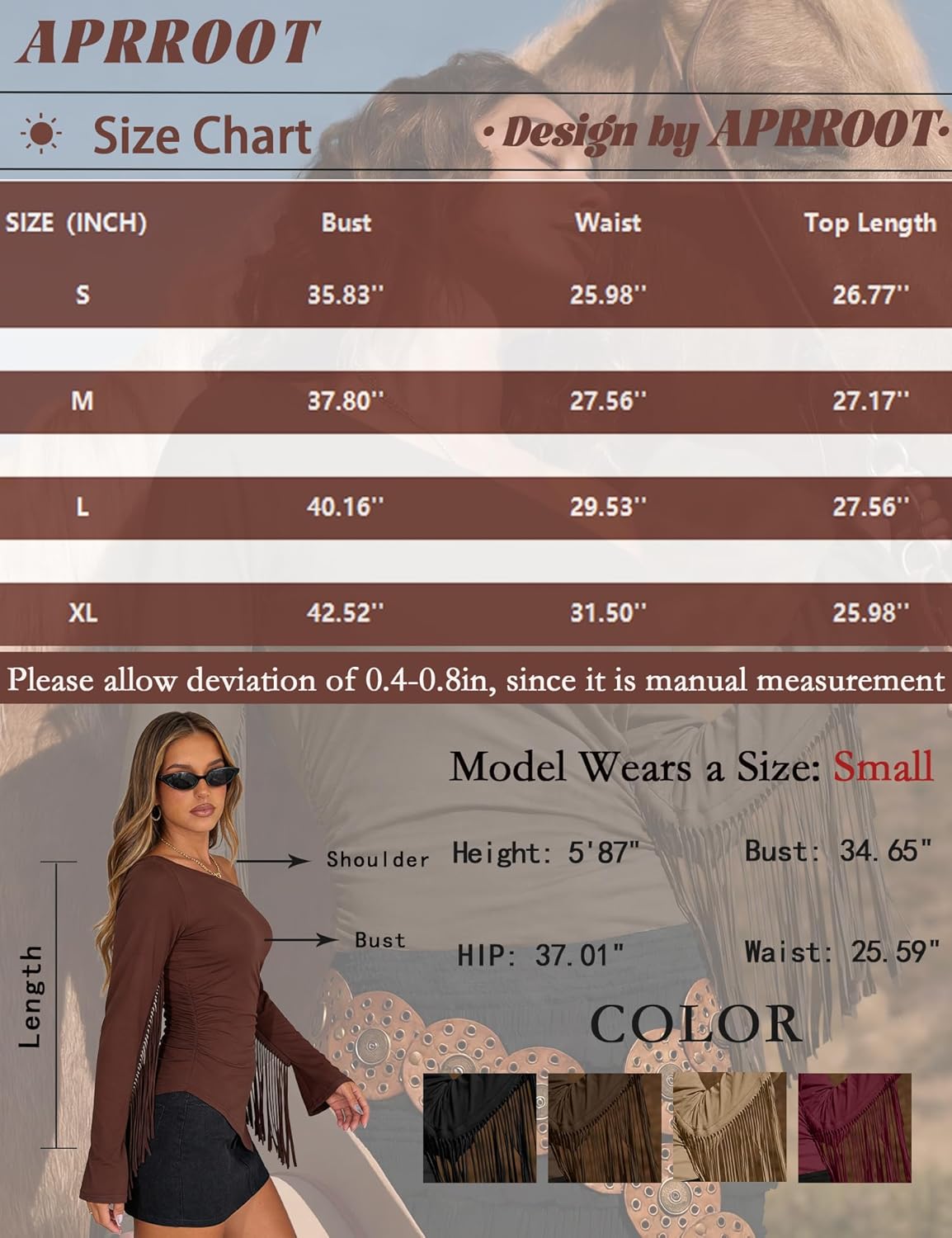 Fringe Western Tops for Women Country Concert Outfits Long Sleeve Cowgirl Shirt One Shoulder Tassels Asymmetrical Top - Image 6