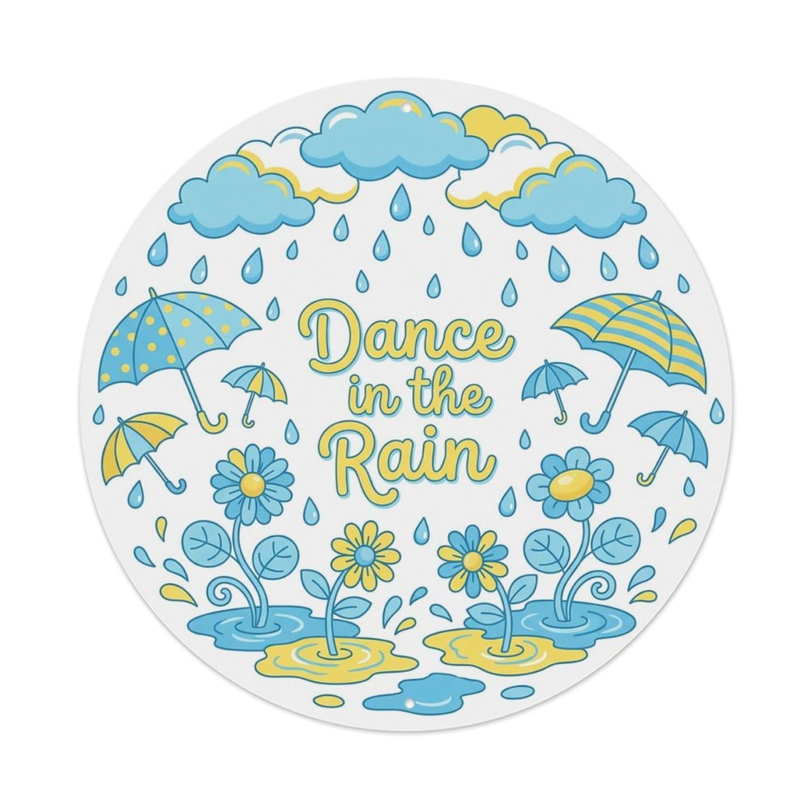 Whimsical She Shed Floral Dance in The Rain Metal Tin Sign