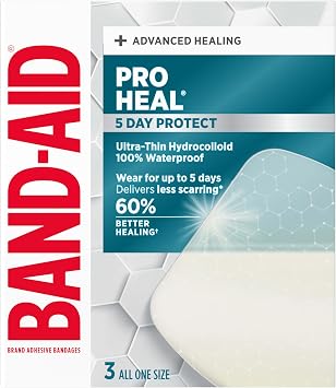 BAND-AID Brand Pro Heal 5 Day Protect Hydrocolloid Bandages, Jumbo, 3 Ct