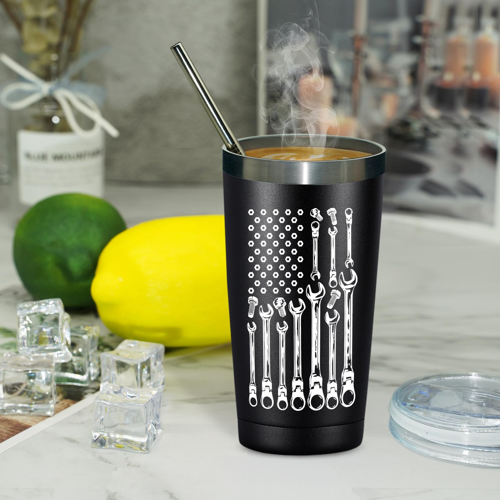 Fufandi Mechanic Gifts - Maintenance Appreciation Gift, Maintenance Man Gifts for Men - Mechanic Worker Travel Coffee Tumbler 20oz