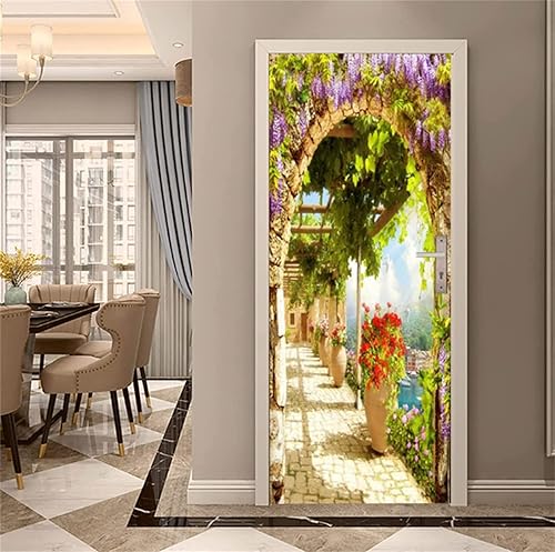 artfanke Adhesivo para puerta italiano 3D para despegar y pegar en la pared papel tapiz autoadhesivo de PVC para decoración de sala de estar y