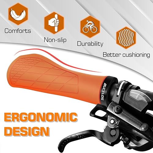 Vista 94 de BUCKLOS Empuñaduras de manillar de bicicleta con bloqueo único, mango ergonómico antideslizante para bicicleta de montaña, mango antideslizante