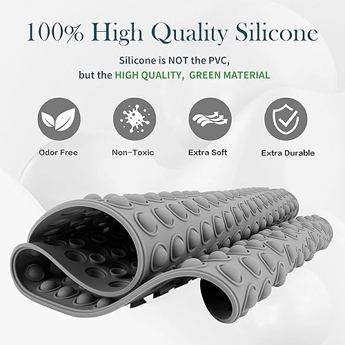 Miniatura 2 de Tapete de baño de silicona antideslizante para bañera de masaje de burbujas, tapete de ducha antideslizante con 27 x 15 pulgadas para un fácil