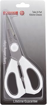Mundial W656 Kitchen Take-Apart Shears, 8-Inch, Stainless Steel Blades, Ergonomic Non-Slip White Handle, Ideal for Cutting