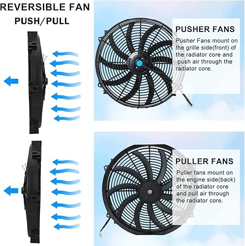 Miniatura 4 de Ventilador delgado universal de 16 pulgadas Push Pull Radiador eléctrico Ventilador de enfriamiento 12V 120W con kit de montaje