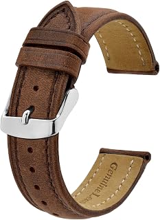 BISONSTRAP Vintage Crazy Horse Leather Watch Strap - 14mm-24mm Tapered Bands, Soft Lining, Retro Buckle for Men Women