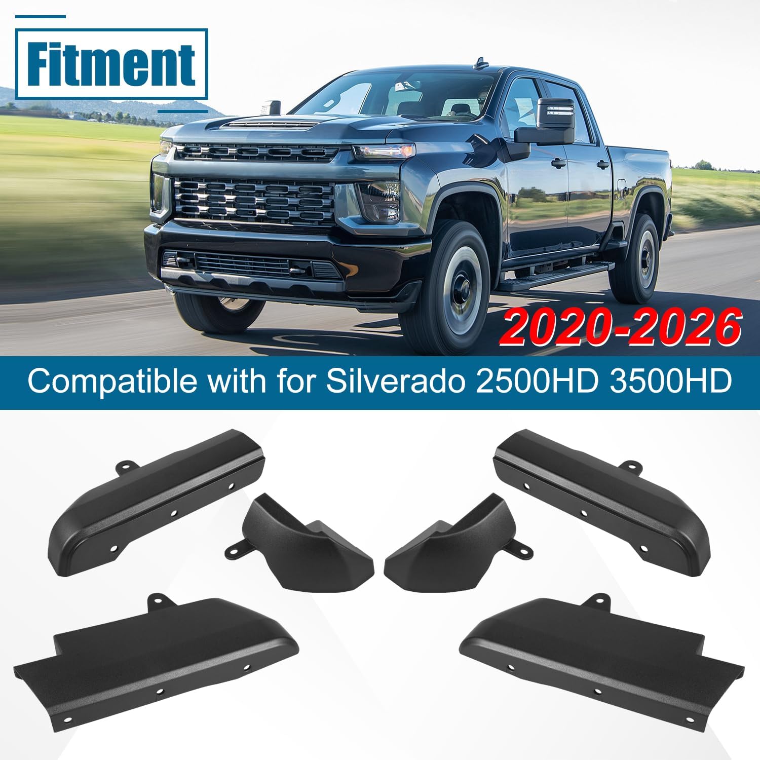 Mud Flaps Delete Mudguards Removal Kits Compatible with for 2020 2021 2022 2023 2024 2025 2026 Chevy Silverado 2500HD 3500HD SRW Only Exterior Accessories Front Rear Fender Mud Flaps Splash Guards