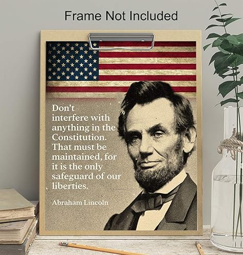 Miniatura 3 de Abe Lincoln Quote, American Flag Art - 8x10 Patriotic Wall Decor for Home or Office - Unique Gift for Republicans, Conservatives, Democrats,
