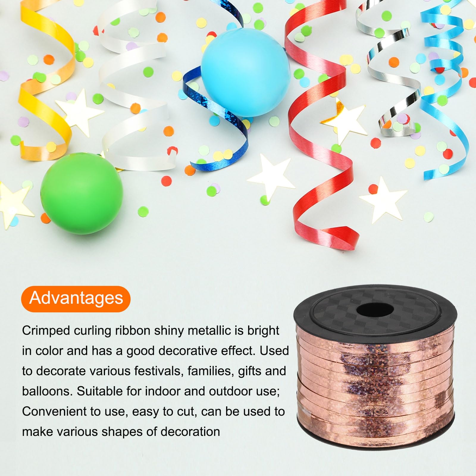 PATIKIL 4pcs 100 Yards Glitter Curling Ribbon Crimped Balloon String Metallic 5mm for Party Decoration Gift Wrapping Art Crafts - Image 4