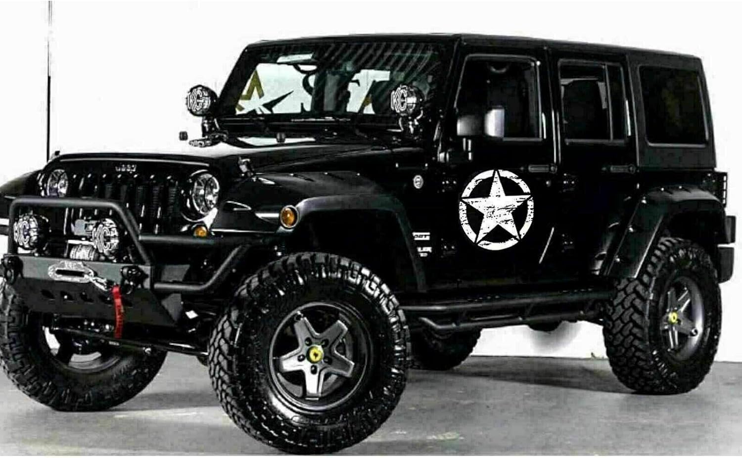 20'' US Army Military Star Car Trunk Door Sticker Vinyl Decal White Universal for Car/Trunk/Ford F150/Jeep Wrangler