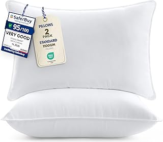 Utopia Bedding Pillows 2 Pack, (UK Standard, White) Hotel Quality Luxury Bed Pillow for Back, Stomach or Side Sleepers
