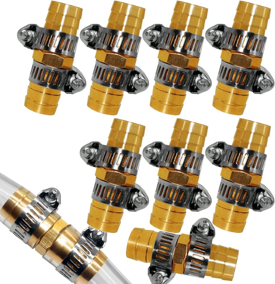 Amazon.com : Fitvell 8PCS 1/2 Inch Garden Hose Repair Mender Brass ...