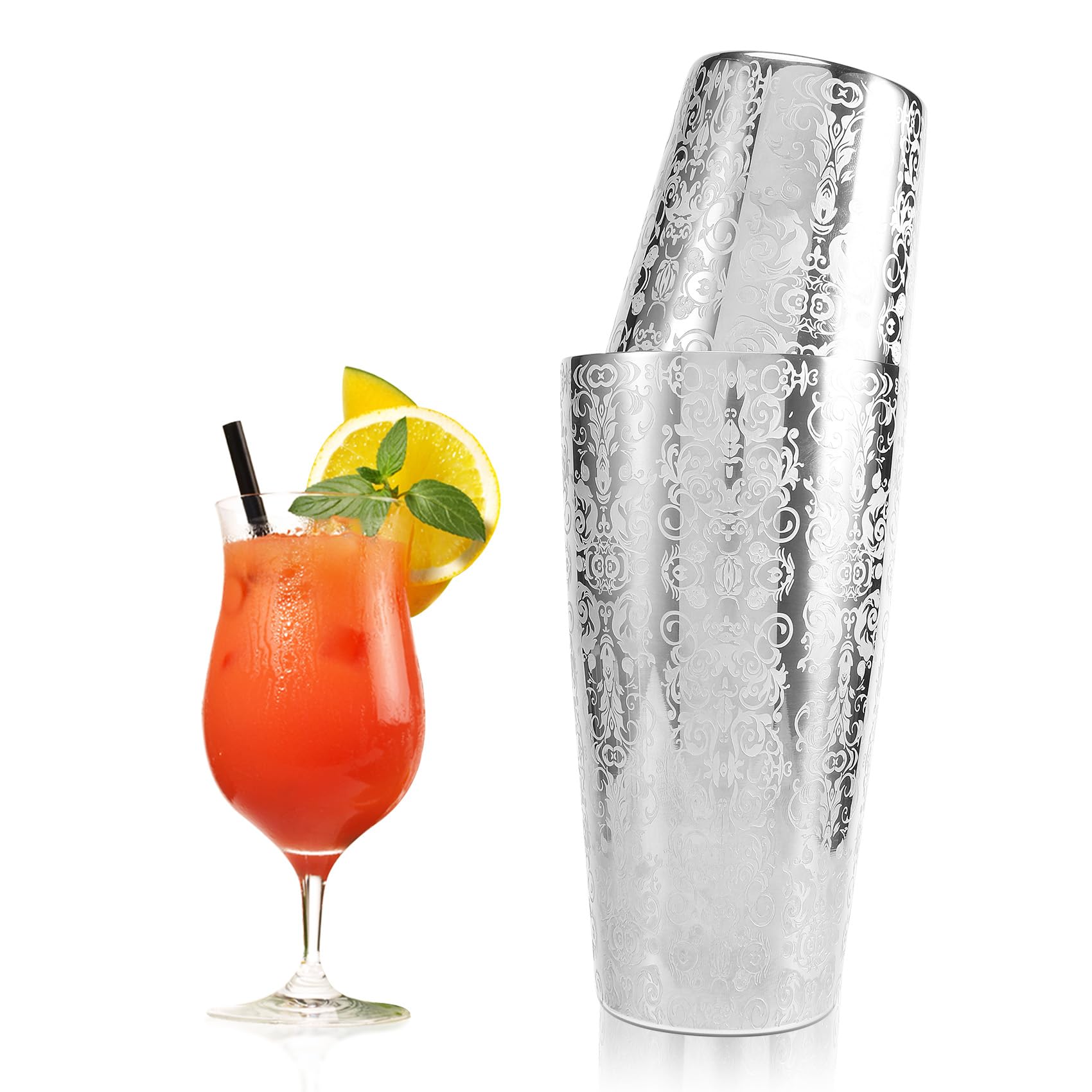 Coctelera Boston Shaker 304 Acero Inoxidable Bar Herramienta Creativa Grabado Diseño Boston Cocktail Shaker Tin Set