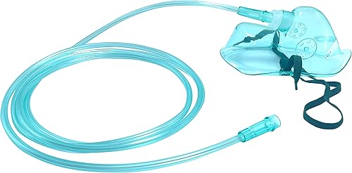 Miniatura 5 de Paquete de 4 máscaras pediátricas alargadas estándar de oxígeno con tubo de 6.6 pies y correa elástica ajustable, talla M