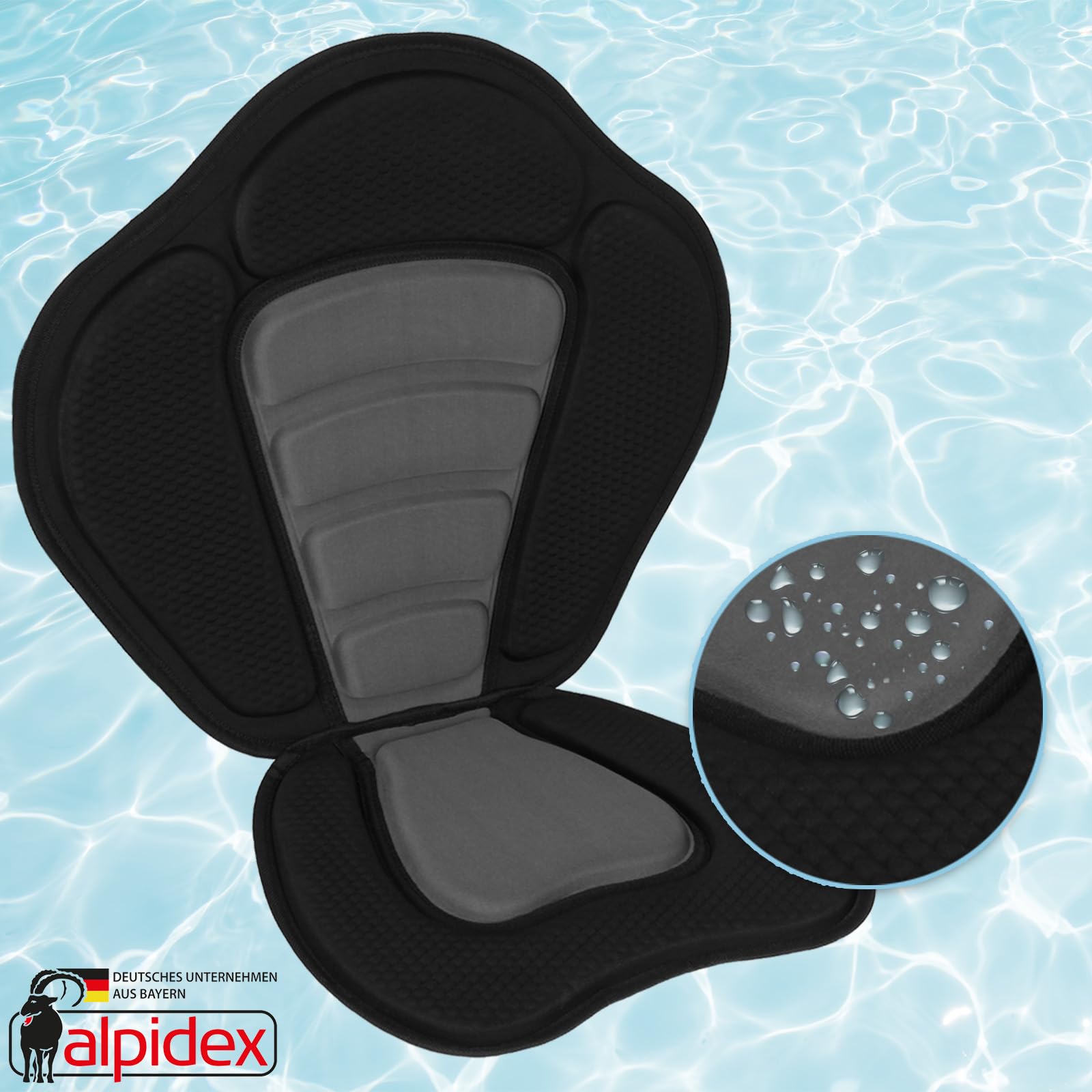 ALPIDEX Sitz SUP Kajak Sitz Stand Up Paddle Board Surfboard Paddleboard 32x38 cm Bequeme Gepolsterte Sitzfläche 52x45 cm Rückenlehne Verstellbar Komfortable Sitzposition