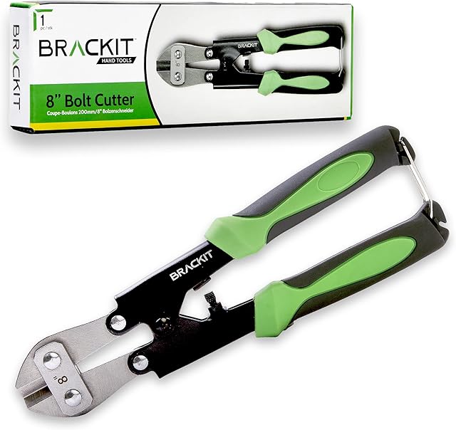 Brackit 8 Bolt Cutter, Heavy Duty 210mm CR-MO Steel Mini Cropper Tool - Rubber Non-Slip Handles for Comfortable Cut of Screws, Wires and Cables