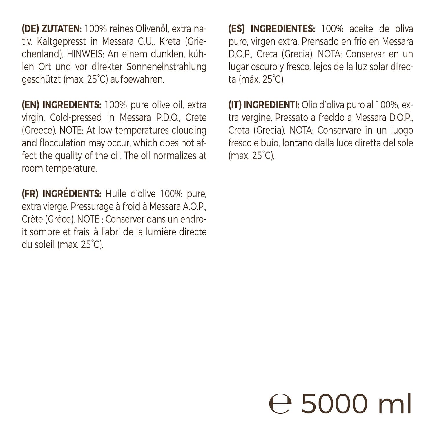 Huile d'olive MeaVita extra vierge et pressée à froid 1 opakowanie (1 x 5000 ml) dans un bidon