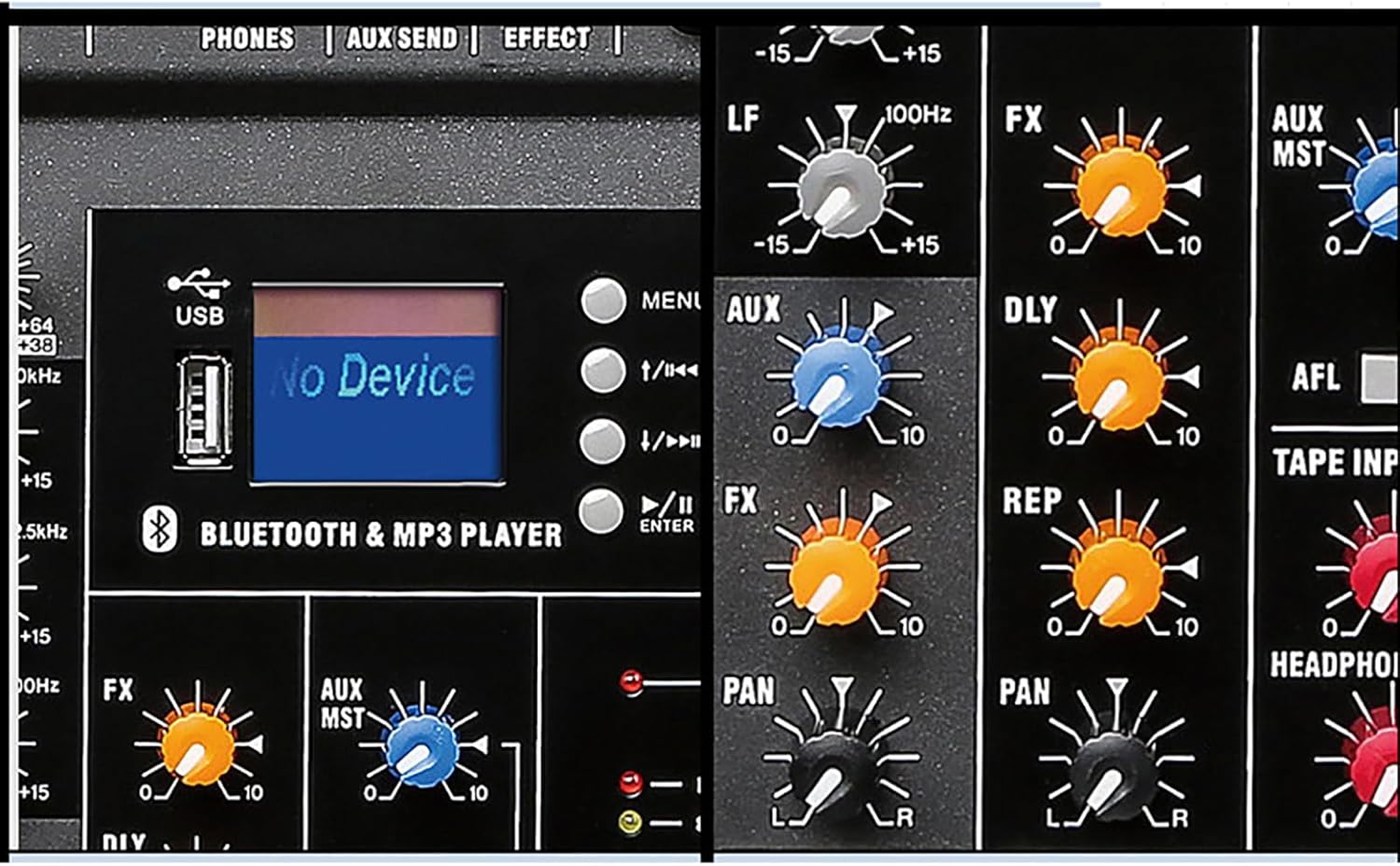 Audio Mixer, 12 Channel Professional Audio Mixer Sound Mixing Console, 3-Band Equalization Regulate DJ Mixers Bluetooth USB Sound Mixer Board for Live KTV DJ Studio XLR +48V