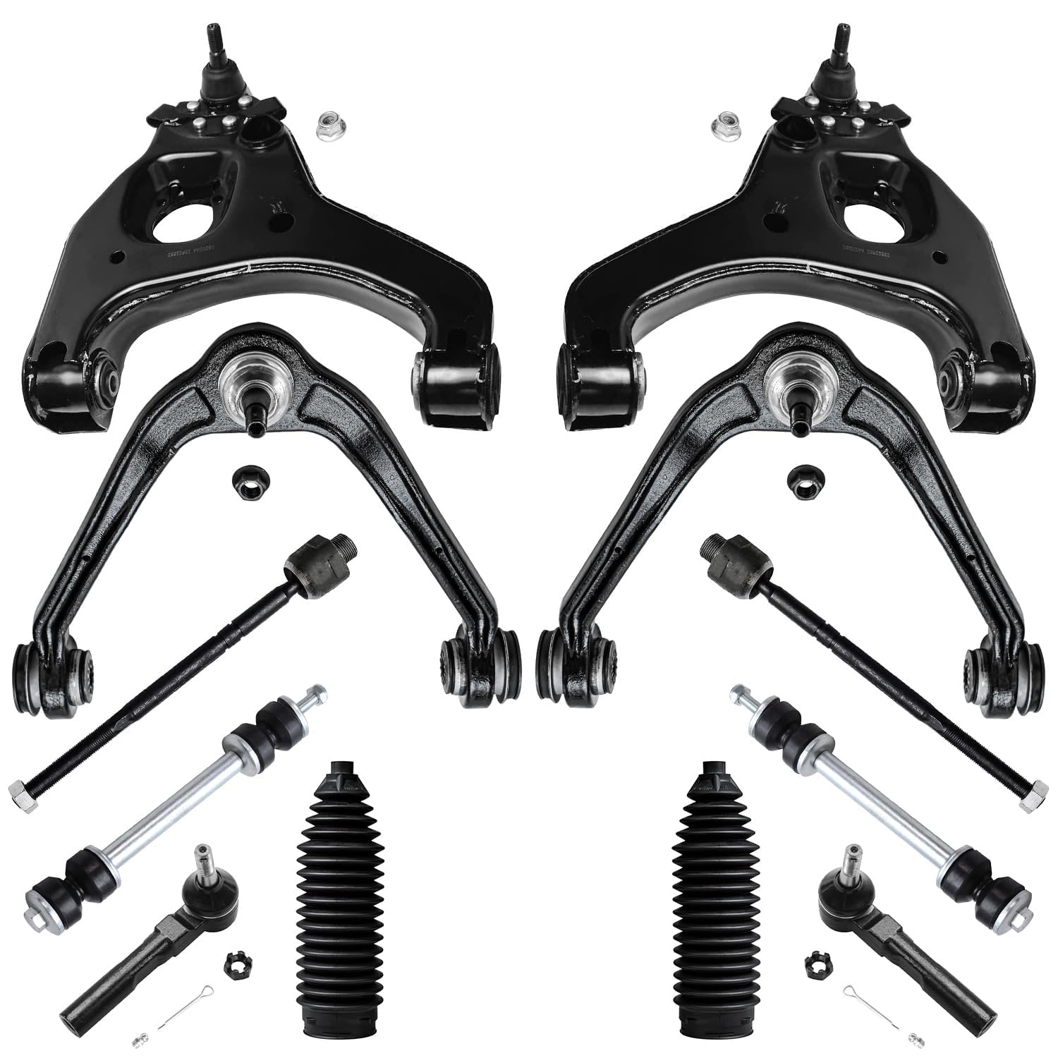 Detroit Axle - RWD Front End 12pc Control Arms Kit for 1999-2006 Chevy Silverado GMC Sierra 1500, 4 Control Arms w/Ball Joints 2 Sway Bars 4 Tie Rods
