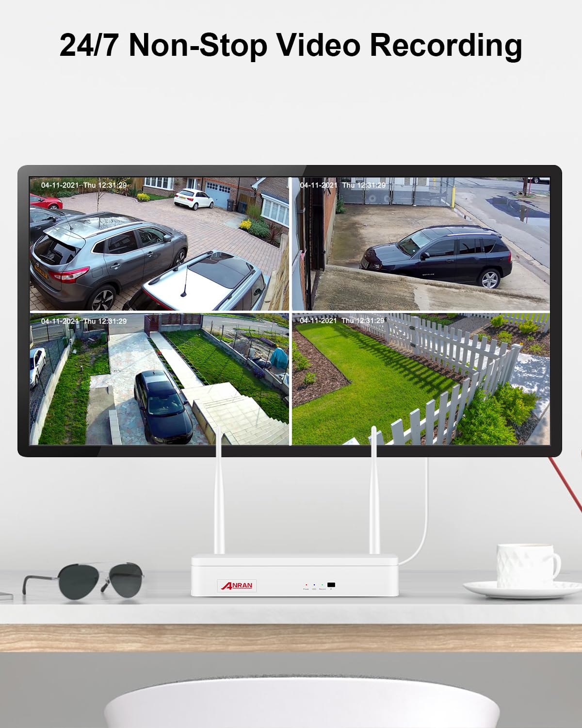 ANRAN 5MP Kit de Cámara de Vigilancia Exterior,8CH NVR Sistema de Videovigilancia,8X5MP Cámara de Seguridad IP,Audio Bidireccional,Visión Nocturna,Detección de Movimiento,2TB Disco Duro,K08W6580