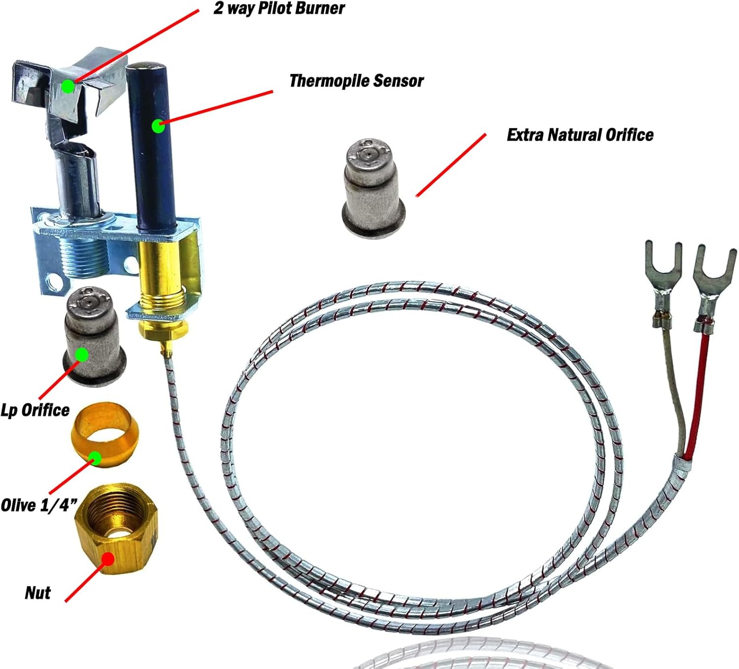 MENSI Propane LP/Natural Gas Pilot Burner Assembly Compatible with Cecilware Fryer Imperial,LENNOX, FRYMASTER Fryer, Work with 700-506 HVAC Gas Valve