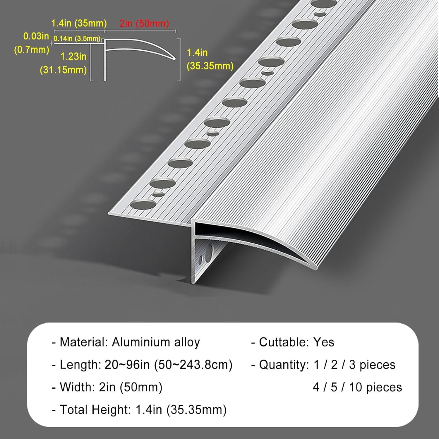2 in WidthAluminum Rain Diverter, 1-2/5 in Height Eaves Drip Line Roof Deflector for Window Sills, Cuttable Profiles Eaves Protector for Roof Edge(2 PCS,L 44 in)