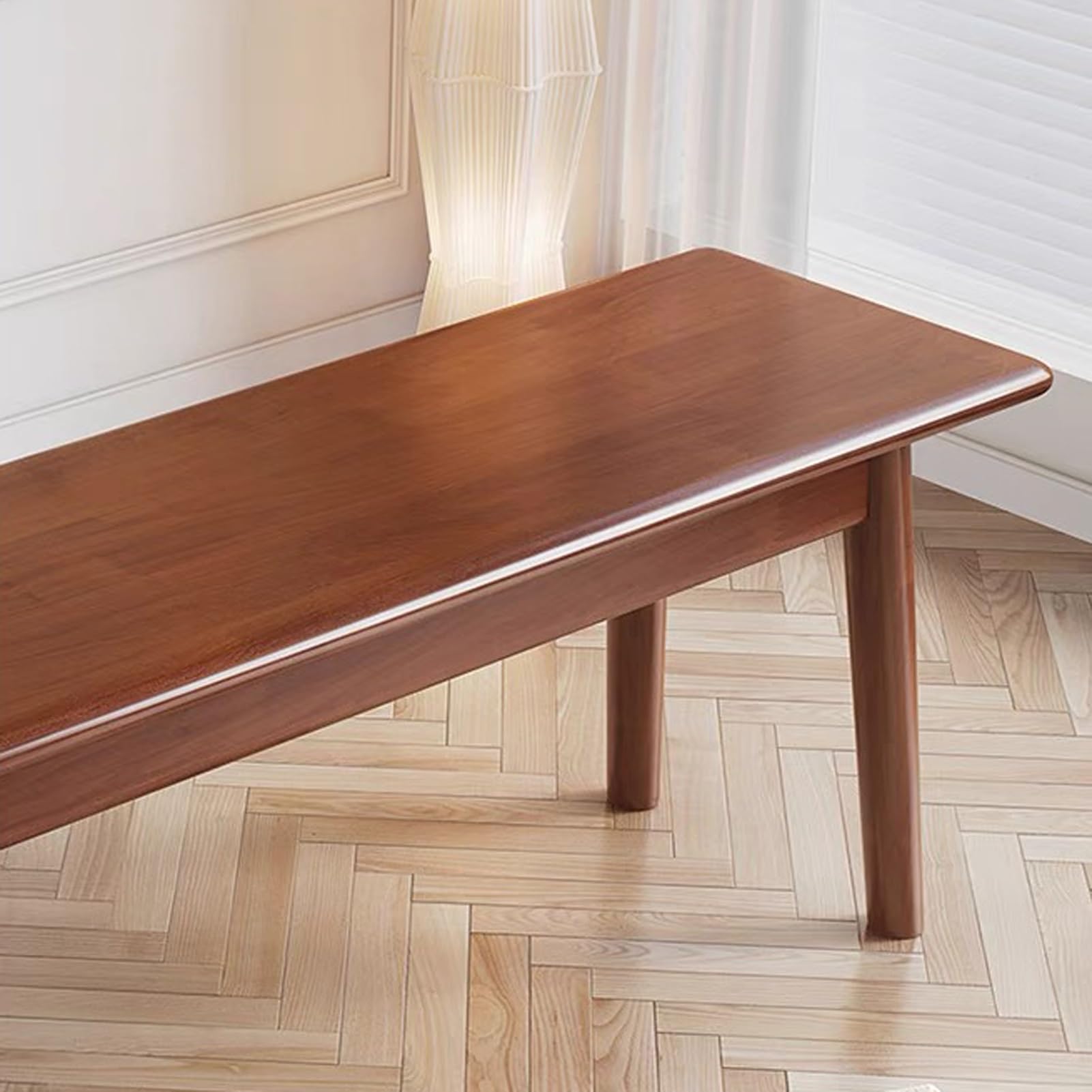 Banc en bois rustique pour entrée et salon – Siège blanc pour salle à manger, couloir et bout de lit (100 x 30 x 43 cm) – et fourrure chic pour la maison