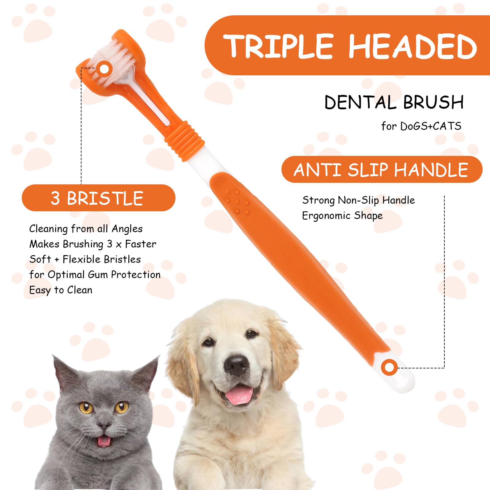 Dog Toothpaste and Brush 3PCS Soft Bristle Dog Dental Care Kit Puppy Dogs & CatsThree-Sided Toothbrush Teeth Finger Brush with Paste Plaque Tartar Remover Breath Freshener - Image 4