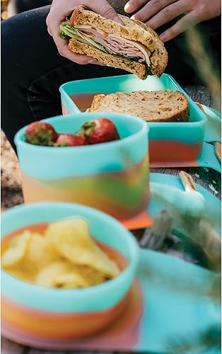 Miniatura 6 de Silipint Tazones de silicona Go Go Juego de 4 Aurora - Tamaños 10, 20, 30 oz y tamaño sándwich - irrompible, color de temporada