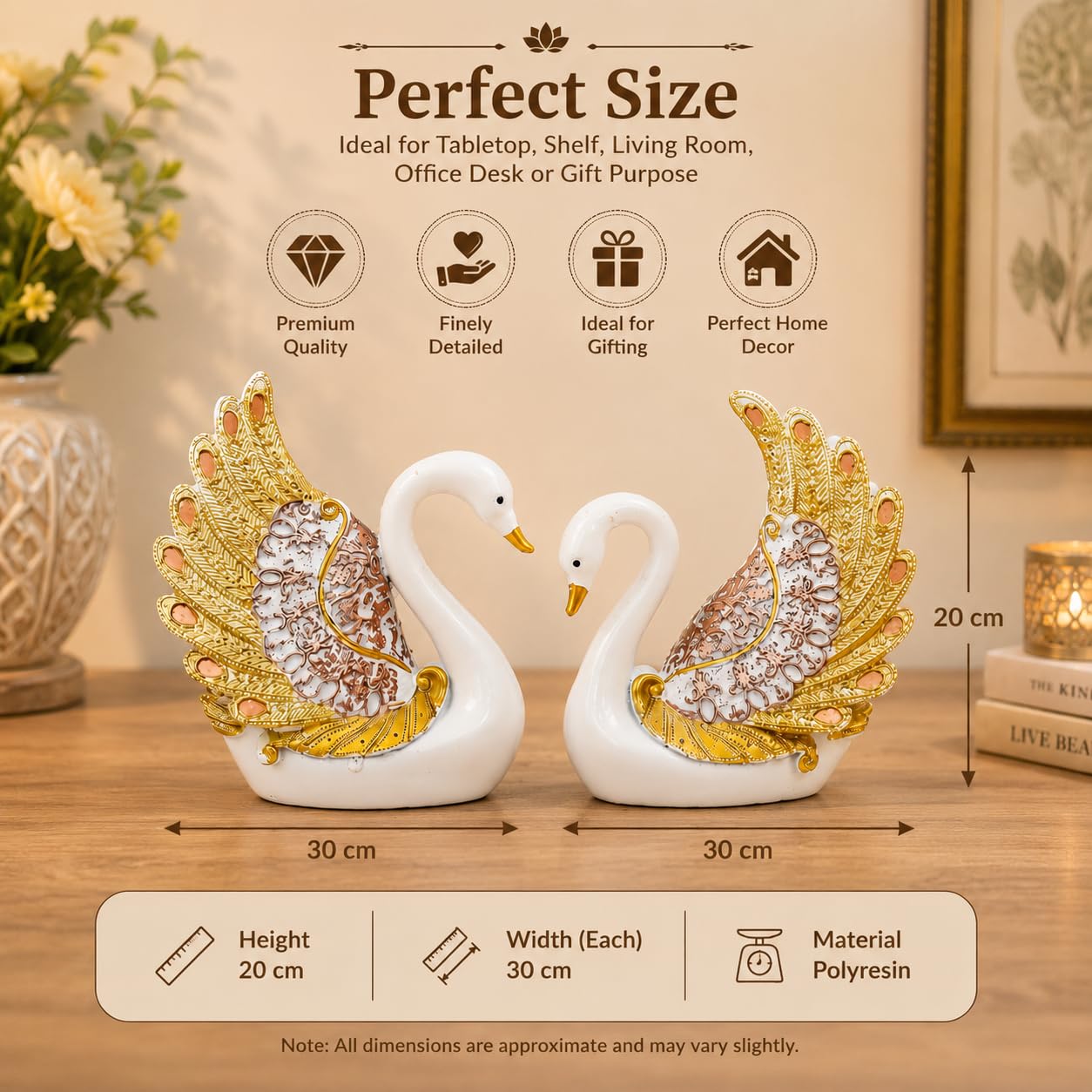 Elegant Swan Statues - Luxury Home Decor -3
