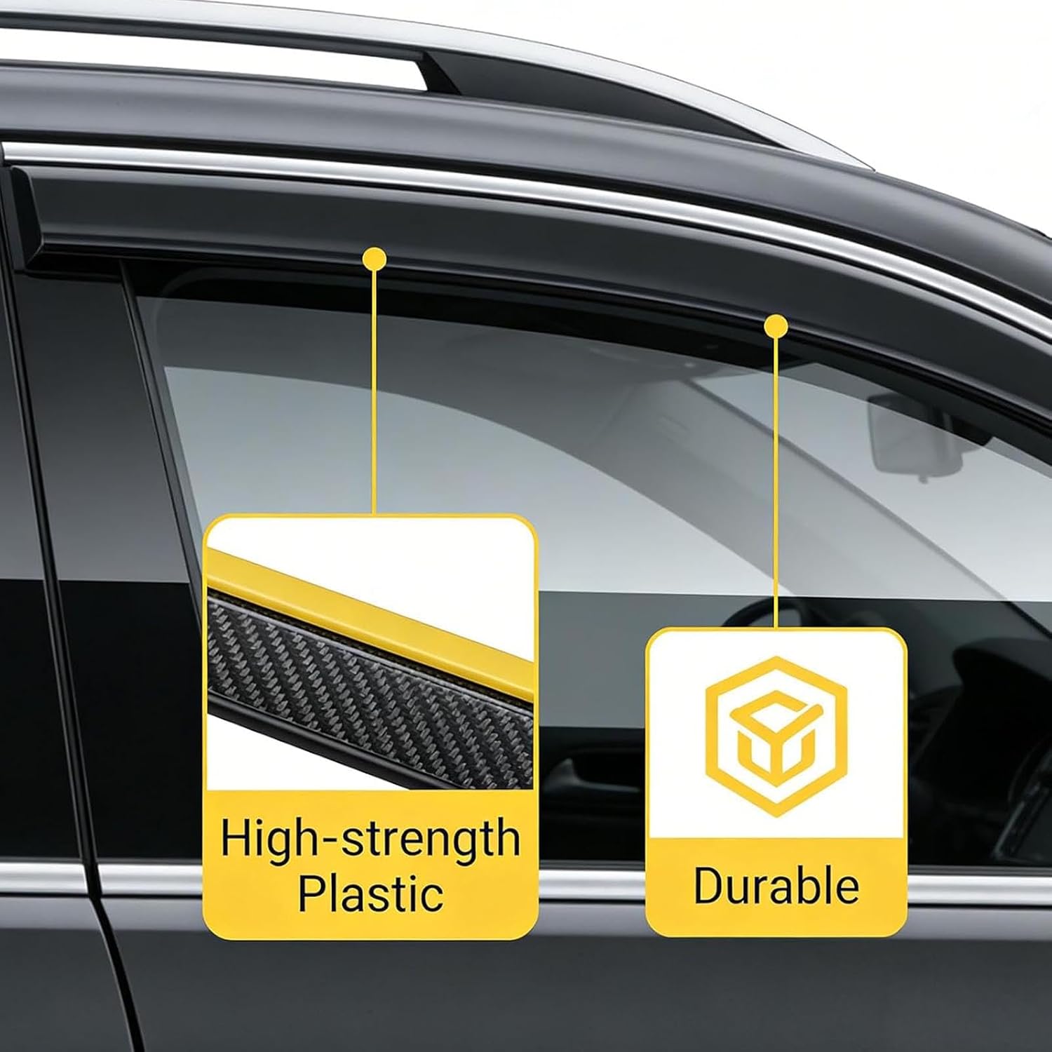 Car Window Deflectors for Audi A6 Sedan MK1-C4 1994-1996, Tape-On Vent Shades Wind Rain Acrylic Dark UV Protection Noise Reduction