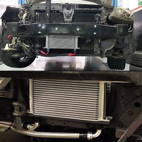 Miniatura 7 de PKSABB Enfriador de aceite universal AN10 con placa apilada de 9.764 in con soporte + 2 accesorios AN10 (78"-14 UNF) a AN8 (34"-16 UNF) (16