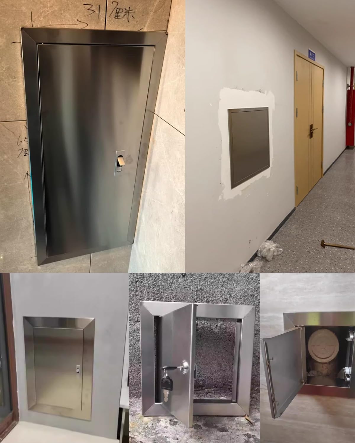 Wasserdichte Boden-Zugangsplatte – Metall-Inspektionsklappe für Sanitärinstallationen, 10,2 - 50,8 cm, 300 x 300 mm, Duschventilabdeckung, einfacher Zugang für Netzwerk- und Sanitärinstallationen