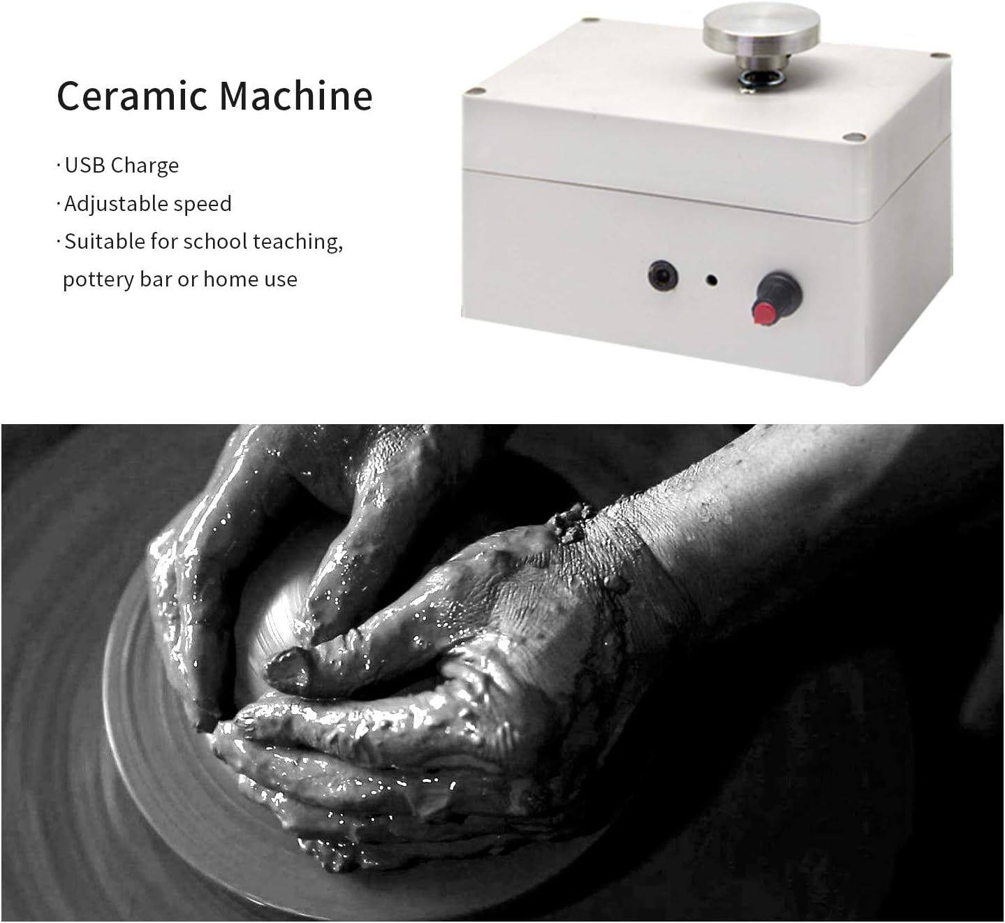 Huanyu Mini Pottery Wheels Electric Pottery Wheel Machine USB Clay Throwing Making Ceramic Machine DIY Craft Ceramic Clay Potter Kit