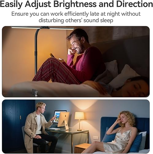 Miniatura 4 de Lámpara LED de escritorio para oficina en casa, luz de abrazadera de arquitecto de 24 W para monitores duales, luz de tarea brillante con puerto
