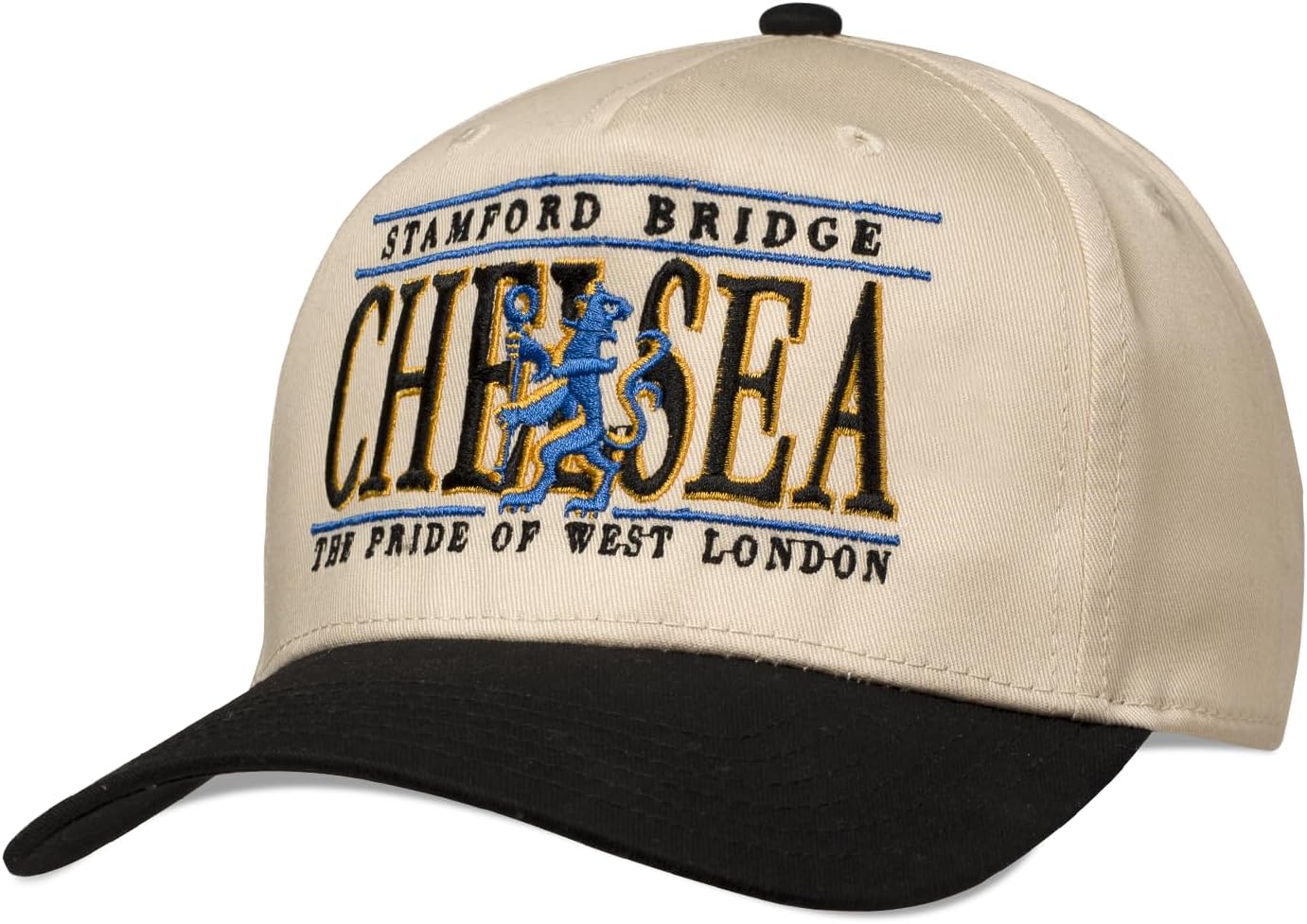 Chelsea Hat – Snapback Soccer/Baseball Cap for Men & Women | Vintage Fan Gear Inspired by British Beanie & Football Style | Adjustable Heritage Cap from West London Beige