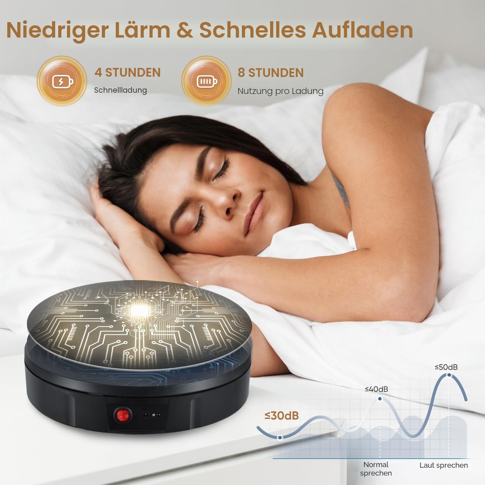 Elektrischer Drehteller, 30CM 100KG Elektrischer Drehbarer, 360° Richtung und Geschwindigkeit Einstellbar Automatisch Motorisierter Drehständer zur Präsentation von Uhren(Schwarz)