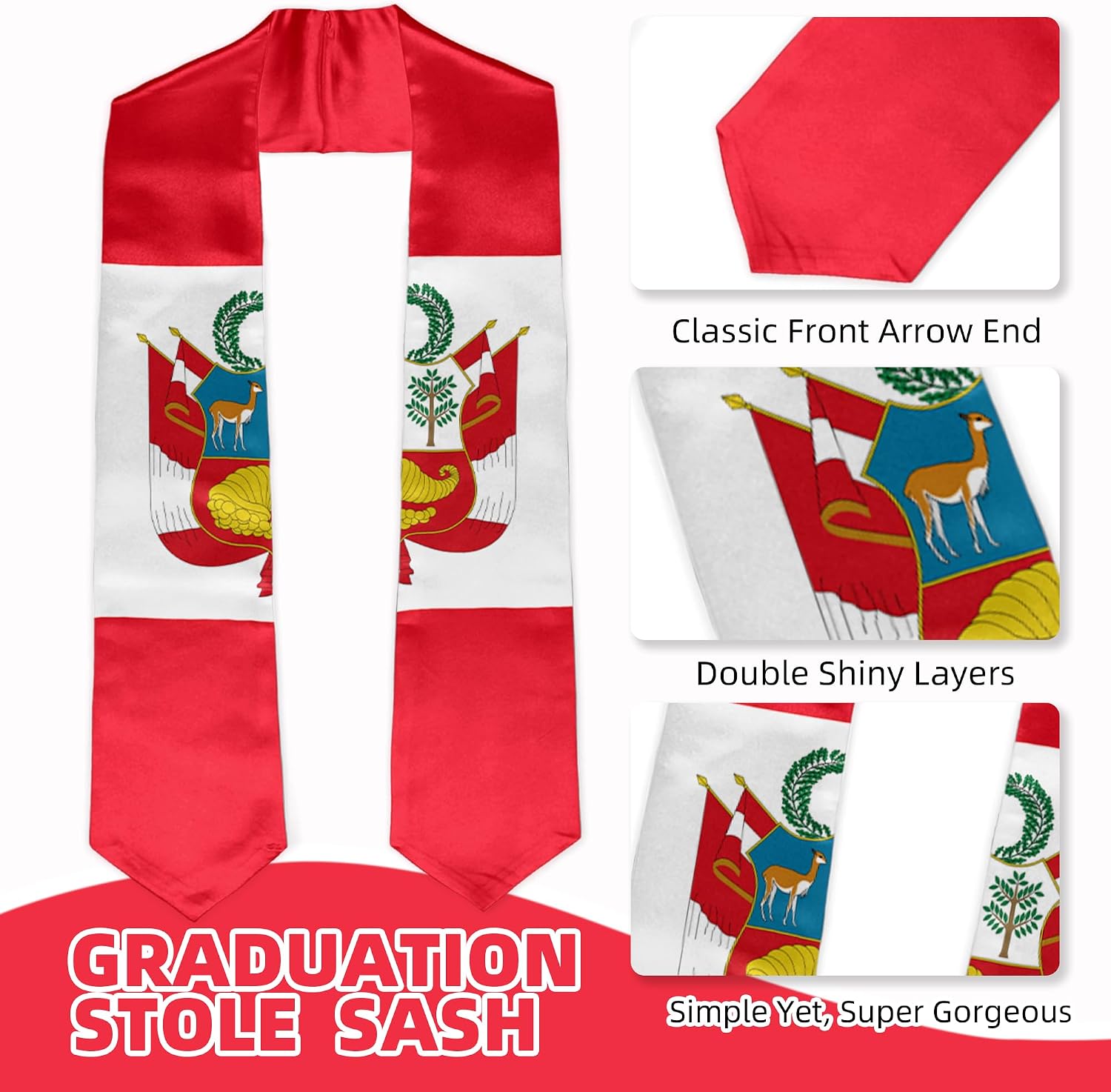 Civilos Flag Graduation Stole Unisex Graduation Sash Honor Stole for Graduation Students, 72 Inch image 4