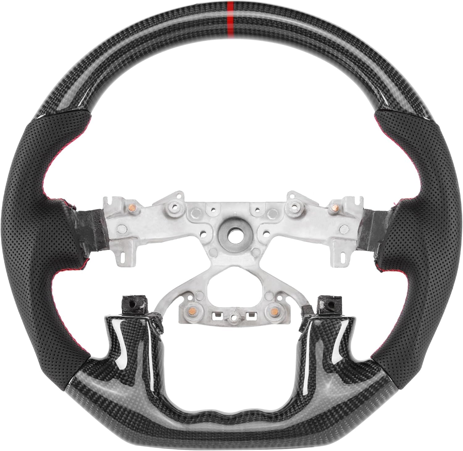 Real Carbon Fiber Steering Wheel for Nissan Armada/Patrol Y62 2019-2024 D-Shaped Flat Bottom Nappa Perforated Leather Anti Slip Groove Steering Wheel