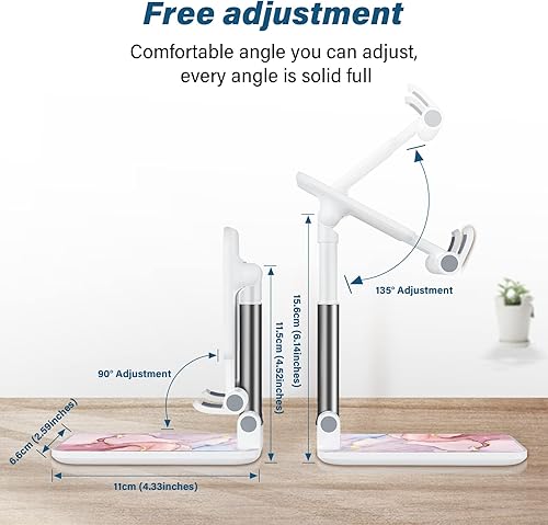 Miniatura 6 de Soporte plegable de mármol rosa para teléfono, soporte de escritoriotableta con ángulo de visión ajustable para iPhone, Samsung y otros teléfonos