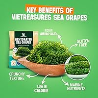 Vista 3 de VieTreasures Uvas marinas deshidratadas – 4.2 onzas (6 paquetes de 0.7 onzas) Algas marinas de caviar verde orgánico Vegano, sin gluten y bajo