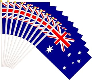 50 Pack Australia Australian on Stick Flags,Small Mini Hand Held Australia Australian Flags 5.5x8.3 Inch, Grand Opening, Carnival,Party Events Celebration